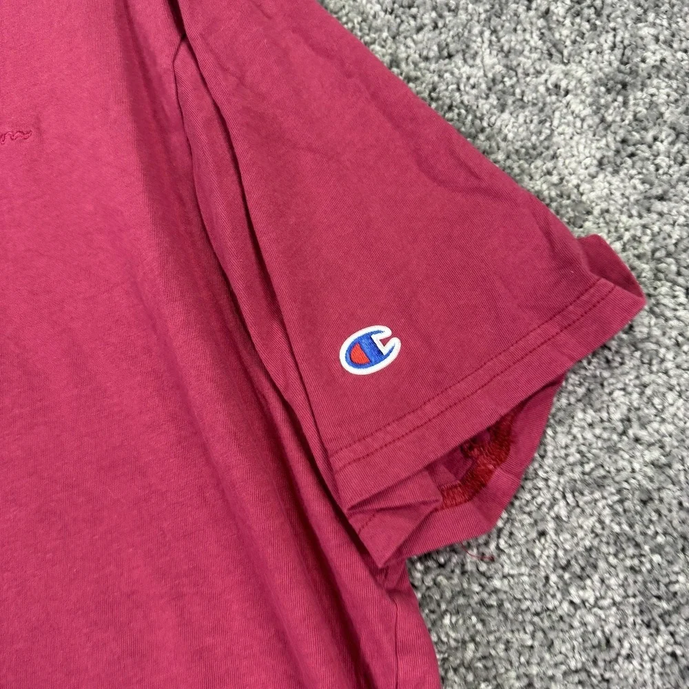 Champion Shirt Mens XL Red Embroidered Script Logo Tee Casual Crewneck - Picture 5 of 10